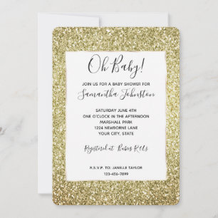 Pretty Gold Glitter   Invitation
