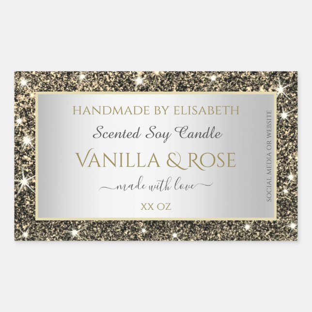 Pretty Gold Glitter Stars Product Packaging Labels (Front)