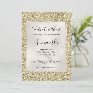 Pretty Gold Glitzy Glitter   Invitation