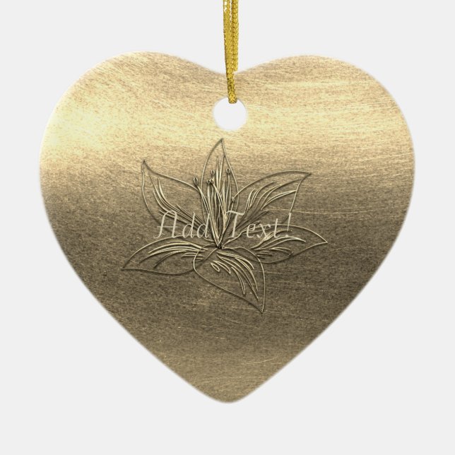 Pretty Gold Lily Flower Floral Add Text Ornament (Front)