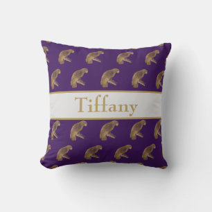 Pretty gold parrots purple and golden cushion