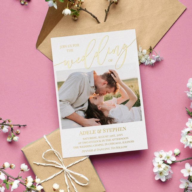 Pretty Gold Script Photos Double Sided Wedding (Creator Uploaded)