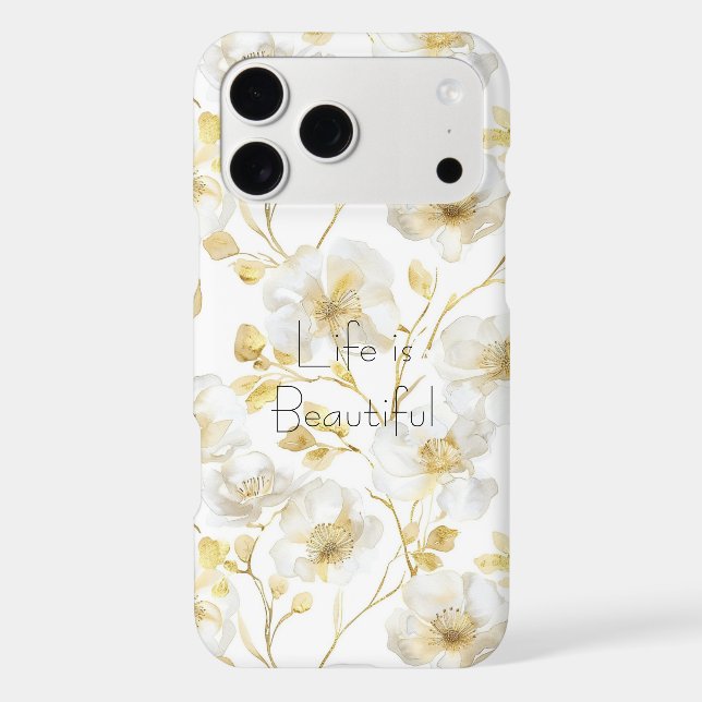 Pretty Gold White Flowers  (Back)