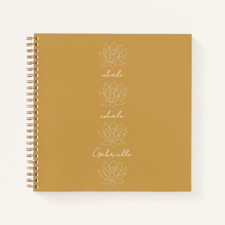 Pretty Gold Yellow & White Lotus Flower Yoga  Notebook