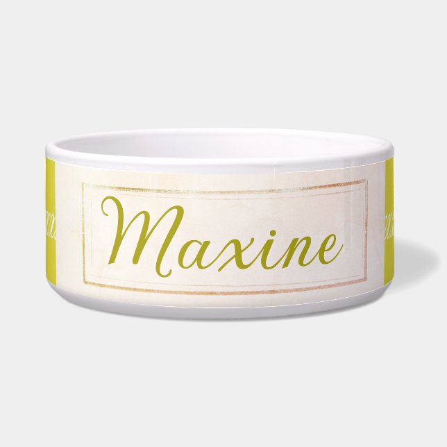Pretty Golden Colours Name Ceramic Pet Bowl (Front)