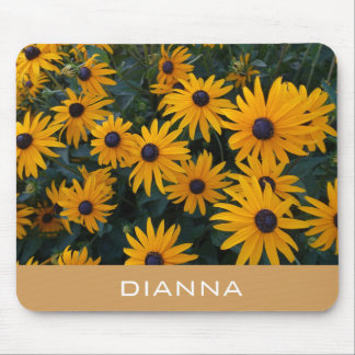 pretty golden daisy flowers, add your name mouse pad