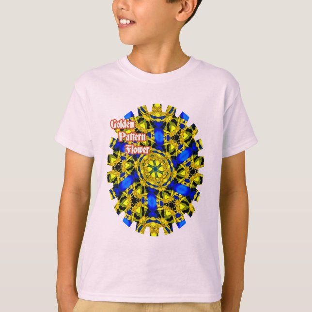 Pretty Golden Flowers Pattern T-Shirt (Front)