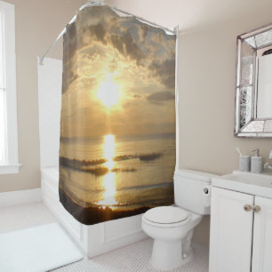 Pretty Golden Sunset over Cape Cod Harbour Shower Curtain