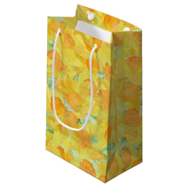 Pretty Golden Yellow Daffodils Small Gift Bag (Front Angled)