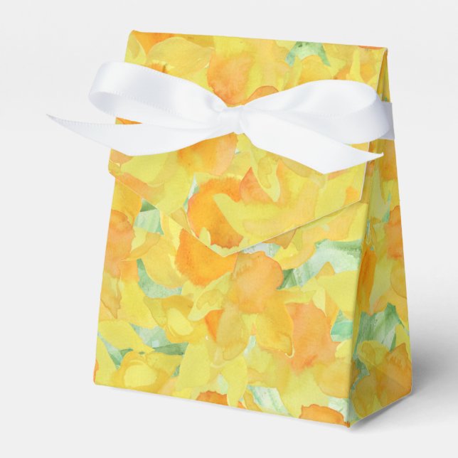Pretty Golden Yellow Daffodils Tent Favour Box (Front Side)