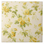 Pretty Golden Yellow Farmhouse Floral Tile<br><div class="desc">Pretty farmhouse-style rustic seamless floral pattern featuring golden yellow blooms and buds on subtle ecru and white background.</div>