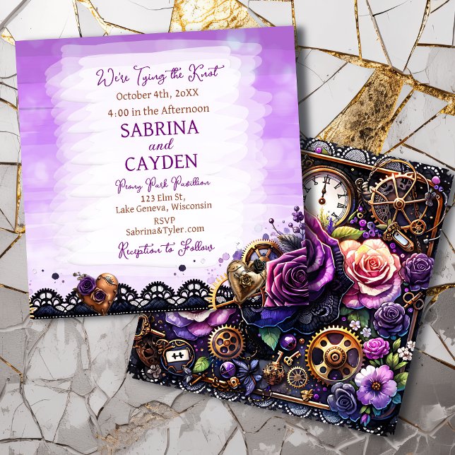 Pretty Gothic Aesthetic Steampunk Wedding Invitation (Creator Uploaded)