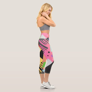 Pretty gradient background Pink black white Capri Leggings