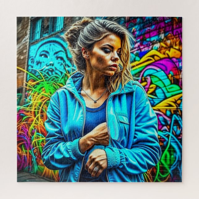 Pretty Graffiti Urban Street Art Girl Jigsaw Puzzle (Vertical)