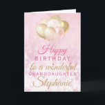 Pretty Granddaughter Birthday Balloon Card<br><div class="desc">A gorgeous glamourous birthday card for your granddaughter. This fabulous design features blush pink and gold glitter balloons on a rose pink sparkly background.  Customise with a name to wish someone a very happy birthday.</div>