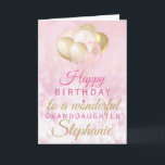 Pretty Granddaughter Birthday Balloon Card<br><div class="desc">A gorgeous glamourous birthday card for your granddaughter. This fabulous design features blush pink and gold glitter balloons on a rose pink sparkly background.  Customise with a name to wish someone a very happy birthday.</div>