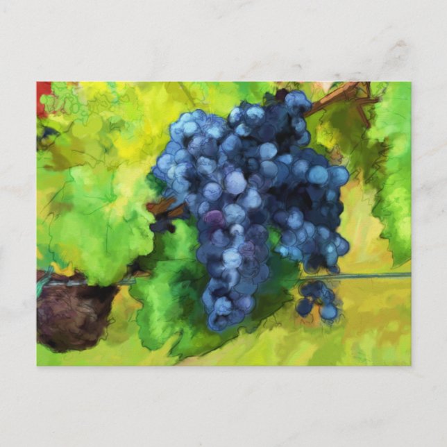 Pretty Grape Abstract water colour post card (Front)