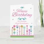 Pretty Great Granddaughter Birthday Cards<br><div class="desc">Pretty Great Granddaughter Birthday Card With Butterflies</div>