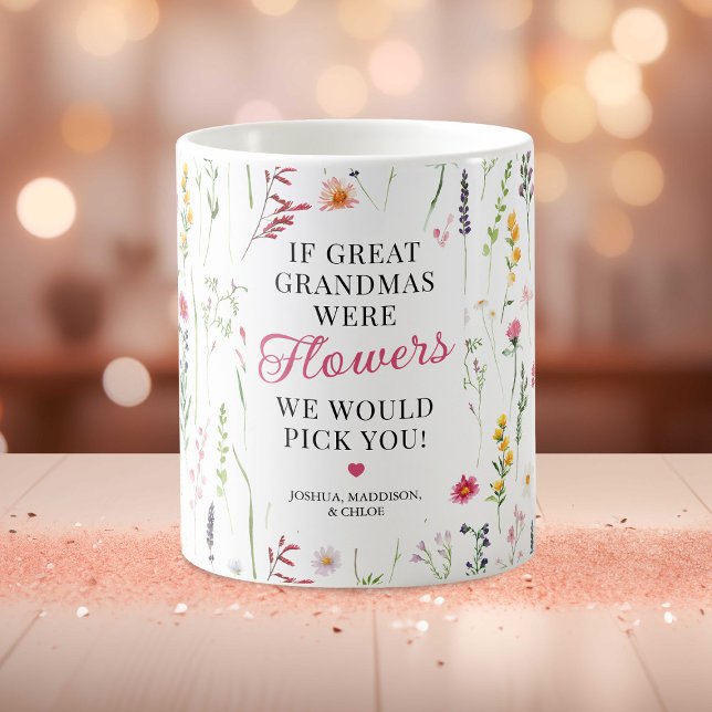 Pretty Great Grandma Wildflower Quote Coffee Mug (Creator Uploaded)