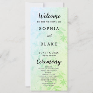 Pretty Green and Floral Metallic Wedding Program
