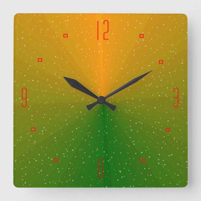 Pretty Green and Gold >Patterned wall Clock (Front)