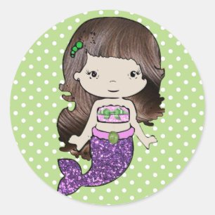 Pretty Green and Purple Mermaid Stickers