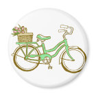 Pretty Green Bicycle with Tulips