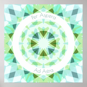 Pretty Green Blue Per Aspera Ad Astra Motivational Poster