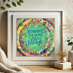 Pretty Green Floral Inspiring Quote Inspirivity Poster