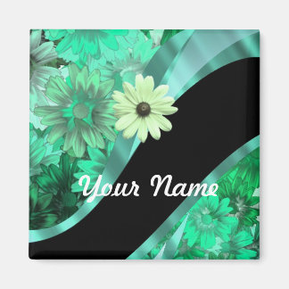 Pretty green floral pattern magnet