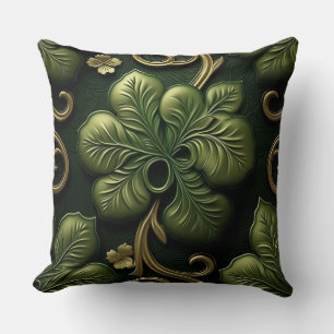 PRETTY GREEN & GOLD IRISH CELTIC KNOTS CUSHION