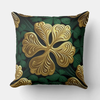 PRETTY GREEN & GOLD IRISH CELTIC KNOTS CUSHION