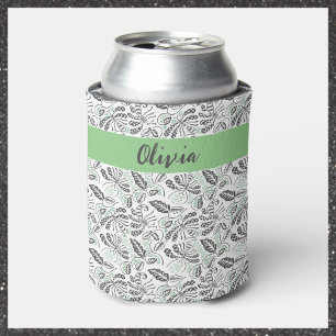 Pretty Green Grey Summertime Batik Can Cooler