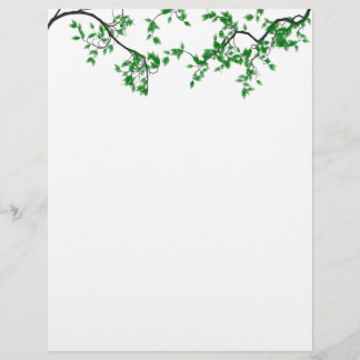 Pretty Green Leaves Border Stationery