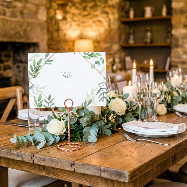 Pretty green leaves Single table number card (Pretty green leaves Single table number card.)