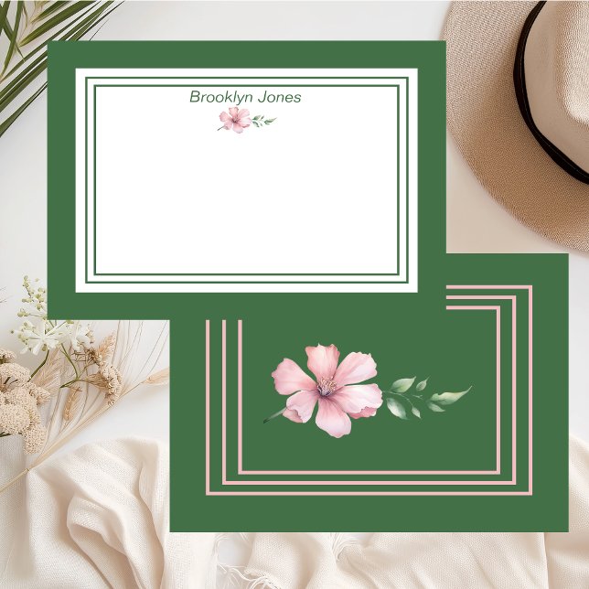 Pretty Green & Pink Floral Name Individualised Card (Creator Uploaded)