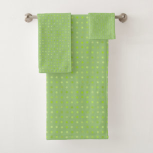 Pretty Green Polka dots Bath Towel Set