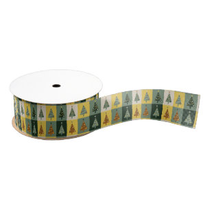 Pretty Green Sage Christmas Trees   Grosgrain Ribbon