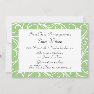 Pretty Green Swirls Invitation