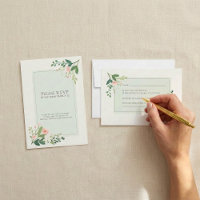 Pretty green Watercolor Floral RSVP Response Card