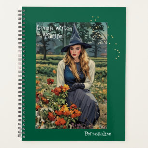 Pretty Green Witch Floral Personalised Journal  Planner