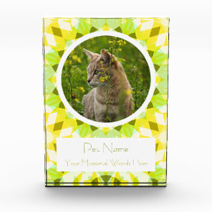 Pretty Green Yellow Pet Cat Dog Memorial Keepsake Photo Block