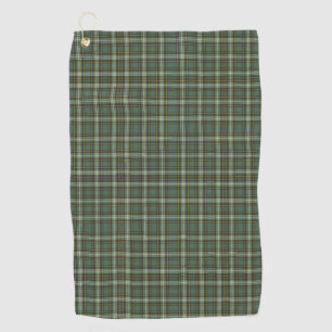 Pretty Green Yellow Plaid Design Golf Towel