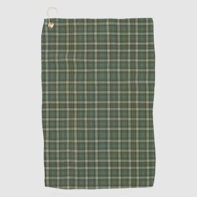Pretty Green Yellow Plaid Design Golf Towel (Front)