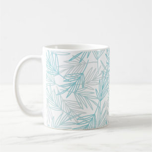 Pretty Grey And Blue Leafy Coffee Mug