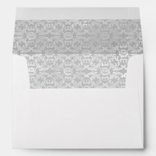 Pretty Grey Girly Floral Damask Elegant Envelope