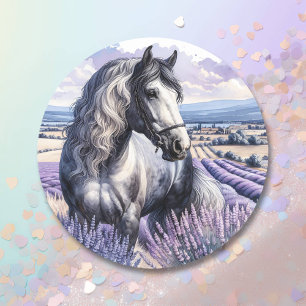 Pretty Grey Horse Standing in Lavender Classic Round Sticker