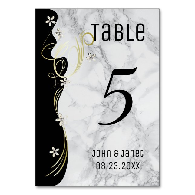Pretty Grey Marble Stone Design - Table Number (Front)