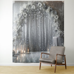 Pretty Grey tones Floral Arch Tapestry