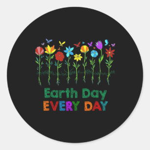 Pretty Growing Flowers And Butterflies Earth Day E Classic Round Sticker